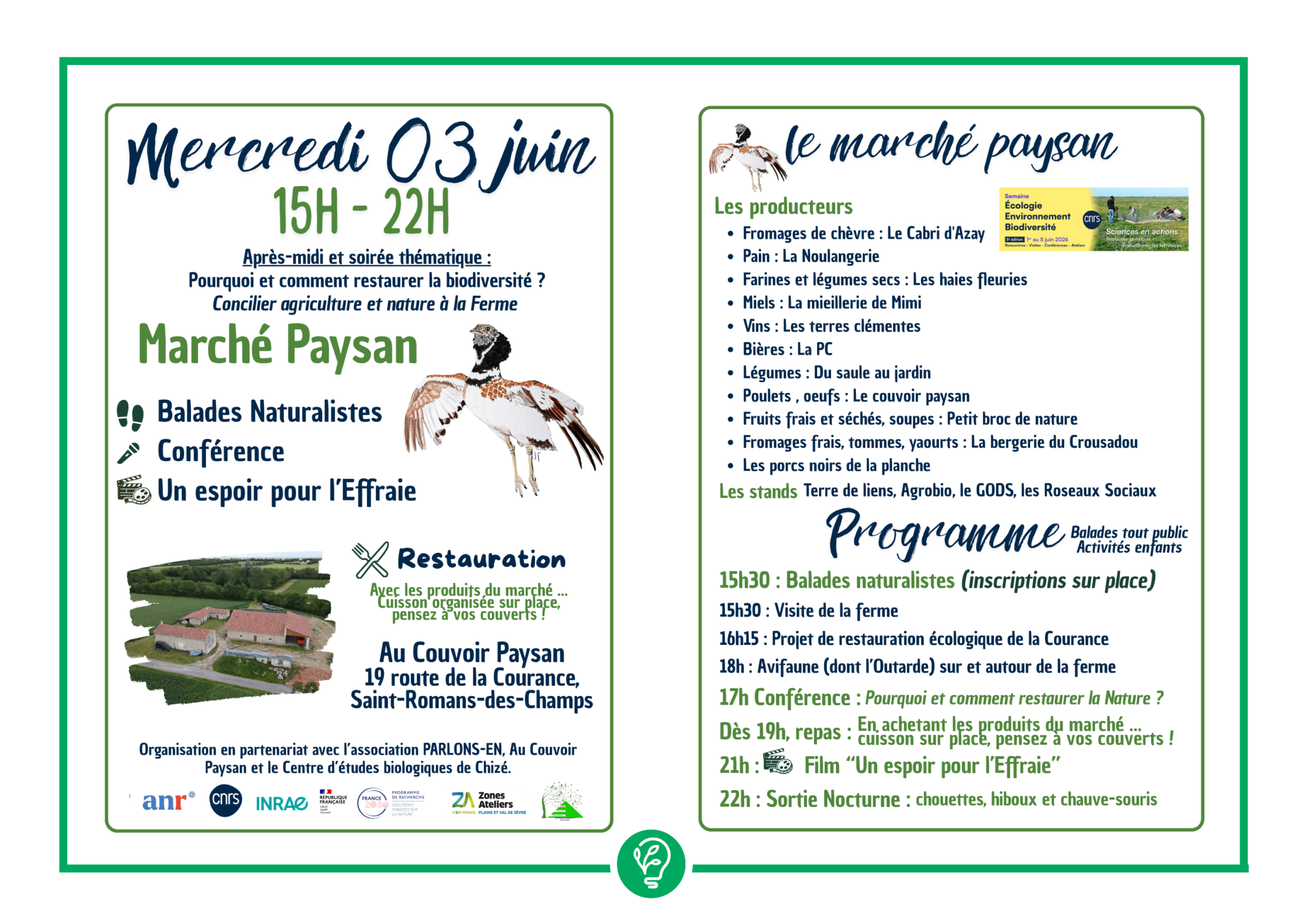  Journée à 2 Sèvres : Pourquoi et comment restaurer la biodiversité ? Concilier agriculture et nature à la ferme 