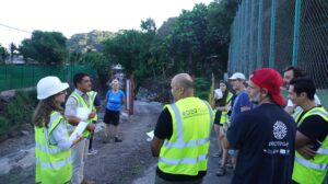 Présentation par la Direction de l’Équipement de Polynésie française du chantier d’aménagement du lit de rivière de Tipaerui, Tahiti